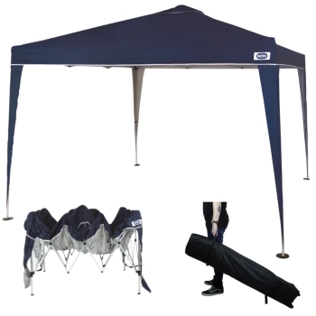 Kit Gazebo Articulado X-flex Azul Mor Tenda Praia 3x3 Sanfonada + Bolsa para Transporte com Rodas