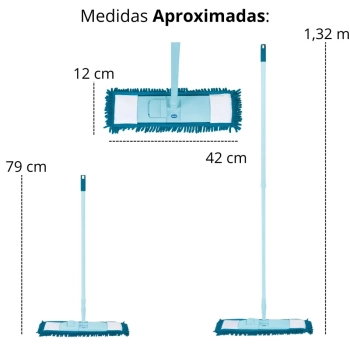 Kit Esfrego Mgico Mop Limpeza Pratica Retrtil Microfibra + Cesto Organizador com Divisrias e Ala