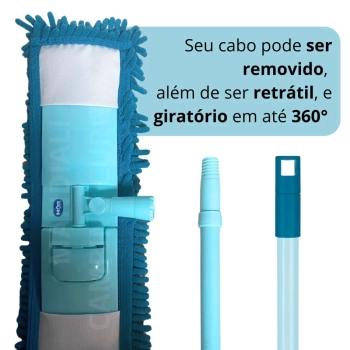 Kit Esfrego Mgico Mop Limpeza Pratica Retrtil Microfibra + Cesto Organizador com Divisrias e Ala