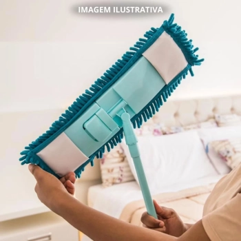 Esfrego Mgico Mop Limpeza Pratica Vassoura com Pano Microfibra Rodo Cabo Retrtil de Ferro Mor