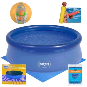 Kit Piscina Infantil 1000 Lts Redonda Inflavel + Capa e Forro + Bola 40cm + Lan�a �gua Bichinhos