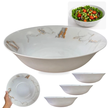 Kit 3 Tigelas 30cm 3 Litros com Decora��o Marmorizada em Melamina / Pl�stico