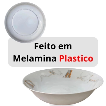 Kit 3 Tigelas 30cm 3 Litros com Decora��o Marmorizada em Melamina / Pl�stico