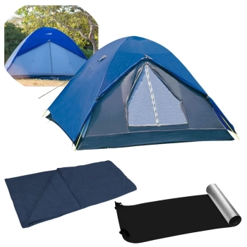 Kit Barraca Fox 2/3 Pessoas Coluna D gua 1800mm + Saco de Dormir Solteiro + Isolante Trmico