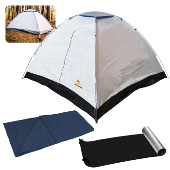 Kit Barraca 3 Pessoas Coluna D gua 1200mm Atena + Saco de Dormir Solteiro + Isolante Trmico