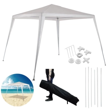 Kit Tenda Gazebo Praia 3m X 2,40m Encaixe em Rfia Branca Mor + Bolsa para Transporte com Rodas