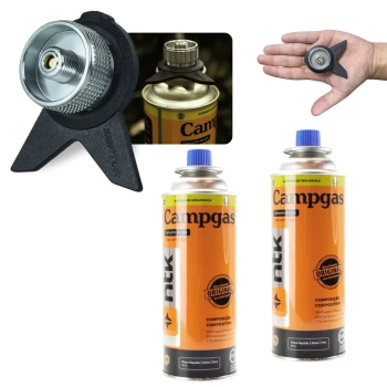 Kit Adaptador para Gas Tubo de Fogareiro Conversor Compacto + 2 Refis de Gs Campgas