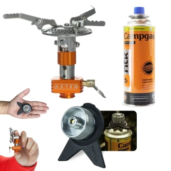 Kit Conversor para Gas Tubo Compacto + Mini Fogareiro Spark Compacto + Refil de Gas