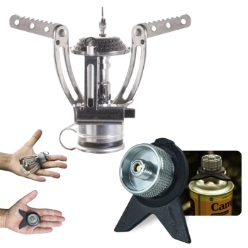 Kit Mini Fogareiro Jupiter Compacto + Conversor para Gas Tubo Compacto Camping e Pesca