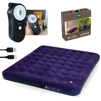Kit Colcho Inflvel Casal King + Bomba de Ar Recarregavel Via Usb Portatil