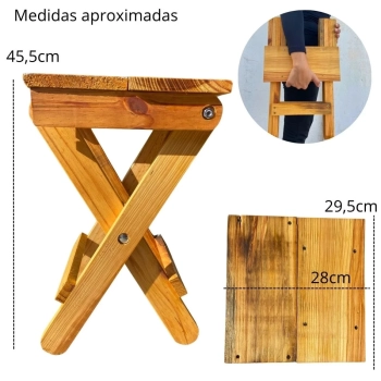 Banco de Madeira Banqueta Dobravel Rustica Artesanal para Camping, Pesca e Jardim
