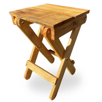Banco de Madeira Banqueta Dobravel Rustica Artesanal para Camping, Pesca e Jardim