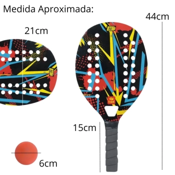 Kit 2 Raquetes para Beach Tennis de Praia em Madeira Red e Preta + Bolinha Bel Bt100