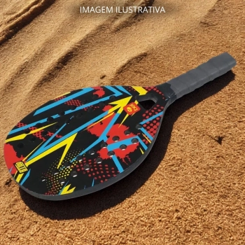 Kit 2 Raquetes para Beach Tennis de Praia em Madeira Red e Preta + Bolinha Bel Bt100