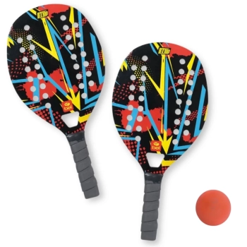 Kit 2 Raquetes para Beach Tennis de Praia em Madeira Red e Preta + Bolinha Bel Bt100
