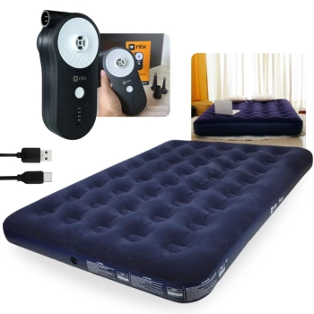 Kit Colcho Inflvel Casal Star Ntk + Bomba de Ar Recarregavel Via Usb Portatil