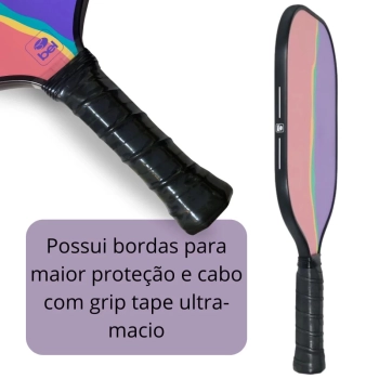 Raquete Pickleball Art Bel Esporte Preta em Fibra de Vidro com Bordas de Proteo