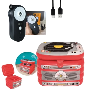 Kit Bar Flutuante Cooler Inflvel para Piscina Rdio + Bomba de Ar Recarregavel Via Usb Portatil
