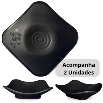 Kit 2 Mini Tigelas Vasilhas Pequenas com Flor Ilustrada para Aperitivo 100ml Sushi Comida Japonesa Kanpai