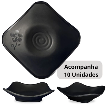 Kit 10 Mini Tigelas Vasilhas Pequenas com Flor Ilustrada para Aperitivo 100ml Sushi Comida Japonesa Kanpai
