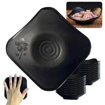 Kit 20 Mini Tigelas Vasilhas Pequenas com Flor Ilustrada para Aperitivo 100ml Sushi Comida Japonesa Kanpai