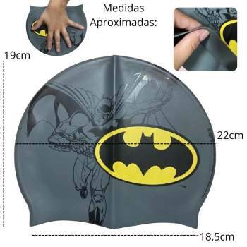 Touca de Natao Infantil Silicone Personagem Batman Liga da Justia Piscina Natao Praia Bel