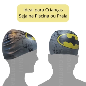 Touca de Natao Infantil Silicone Personagem Batman Liga da Justia Piscina Natao Praia Bel