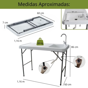 Kit Tenda Articulada 3x3m X-flex Azul + Pia Porttil Mesa Dobravel Sink + Porta Potti 20l + 2 Eco Bac Bus 250ml (cada)