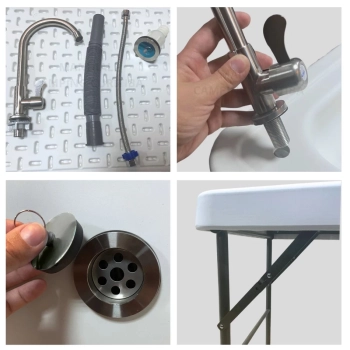 Kit Tenda Articulada 3x3m X-flex Azul + Pia Porttil Mesa Dobravel Sink + Porta Potti 20l + 2 Eco Bac Bus 250ml (cada)