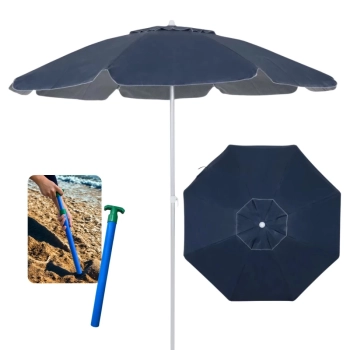 Kit Guarda Sol 1,60 M Azul em Aluminio e Bagum + Saca Areia Colorido