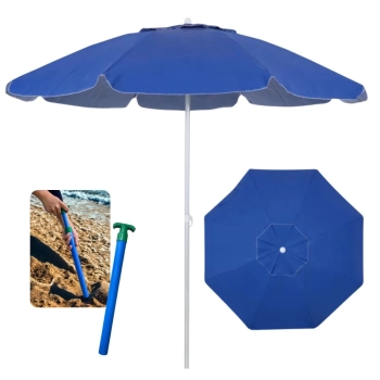 Kit Guarda Sol 1,60 M Azul Royal em Aluminio e Bagum + Saca Areia Colorido
