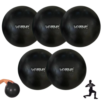 Kit 5 Mini Bolas Overball 25 Cm Preta para Pilates Fisioterapia Liveup Yoga Exercicios Ginstica