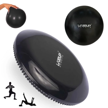 Kit Disco de Equilbrio Inflvel Balance Cushion Disc + Mini Bola Overball 25 Cm Preta para Treino