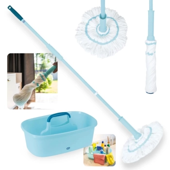 Kit Mop Twist Esfrego Giratrio Fcil Toro Rodo + Cesto Organizador com Divisrias e Ala