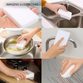 Esponja Mgica Bucha Limpa Fcil 2 Unidades Branca para Paredes Tnis Inox