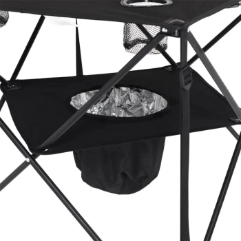 Mesa Dobrvel com Cooler Integrado Ultra Light Compacta Preta para Camping e Pesca