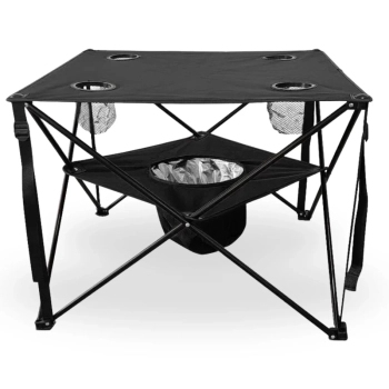 Mesa Dobrvel com Cooler Integrado Ultra Light Compacta Preta para Camping e Pesca