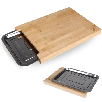 Tbua de Carne para Churrasco 40cm Bambu com Gaveta Bandejainox Slice pro Bel