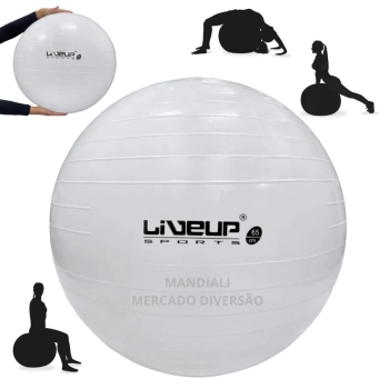 Bola Suia de Pilates 65 Cm Branca Treino Pilates Ginastica Academia Yoga Exercicios