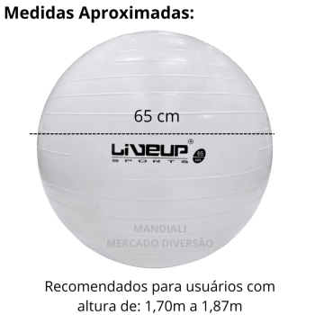 Bola Suia de Pilates 65 Cm Branca Treino Pilates Ginastica Academia Yoga Exercicios