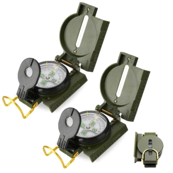 Kit 2 Bussolas de Alumnio Modelo Militar com Indicador Fluorescente Guepardo Camping Trilha