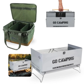 Kit Bolsa para Viagens Camp Bag Ntk + Churrasqueira Porttil To Go com Ala Vira Maleta Camping e Pesca
