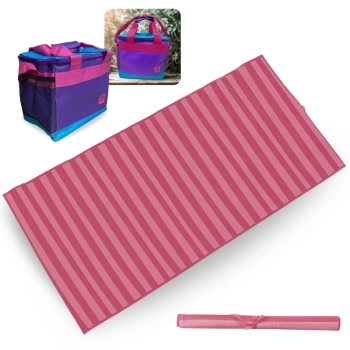Kit Esteira de Praia 1,80 M Listras Rosa + Bolsa Termica Aruba 13,5 Lts Colorida com Ala