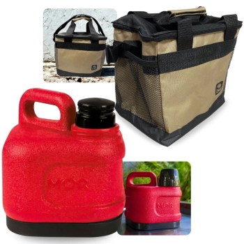 Kit Garrafa Termica 3l Garrafo Mor Vermelho + Bolsa Termica Aruba 13,5l Camping Pesca e Passeios