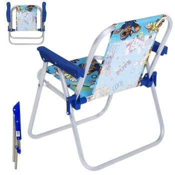 Kit 2 Cadeiras de Praia Infantil Azul Patrulha Canina em Aluminio Dobravel Bel