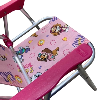 Kit 2 Cadeiras de Praia Infantil da Patrulha Canina Rosa em Aluminio Dobravel Bel