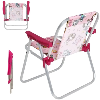 Kit 2 Cadeiras de Praia Infantil da Patrulha Canina Rosa em Aluminio Dobravel Bel