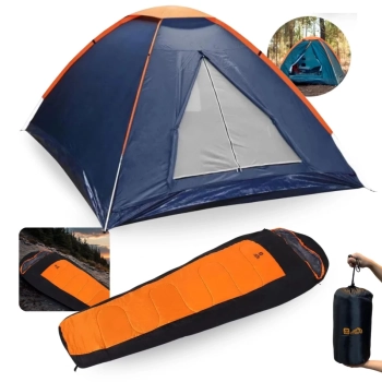 Kit Barraca Panda 3 Pessoas Ntk Coluna D gua 600mm + Saco de Dormir Xtreme Sarcfago -5c  +15c Camping e Pesca