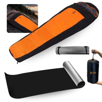 Kit Saco de Dormir Xtreme Sarcfago -5c  +15c + Colchonete Isolante Trmico Aluminizado 6mm Camping e Pesca