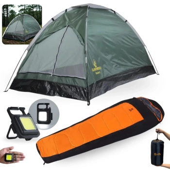 Kit Saco de Dormir Xtreme Sarcfago -5c  +15c + Barraca Koala 2 Pessoas 600mm + Lanterna Keyled